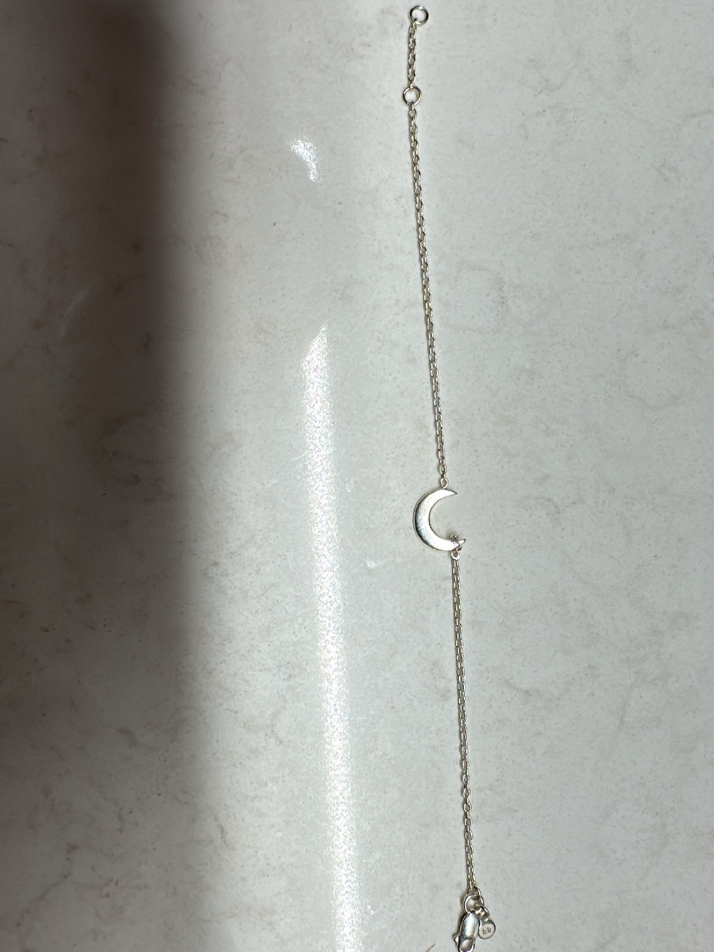 Delicate Crescent Moon Chain Bracelet in Silver